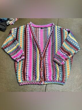 Zanzea Multicolor Striped Knit Cardigan - Pink, Turquoise, Yellow, Brown